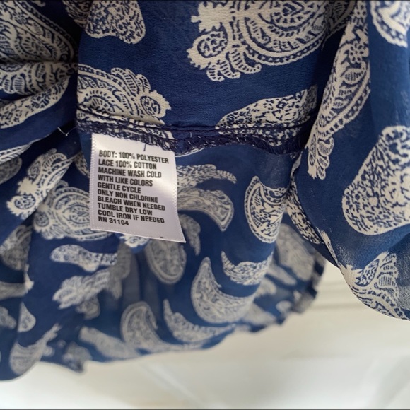 Red Camel Boho Paisley Sheer 3/4 Sleeve Top XS - Picture 5 of 6